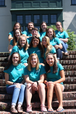 Maryclaire Attisano ’20: In Service To Others 2 Peer Mentors pose on the steps of Xavier Hall